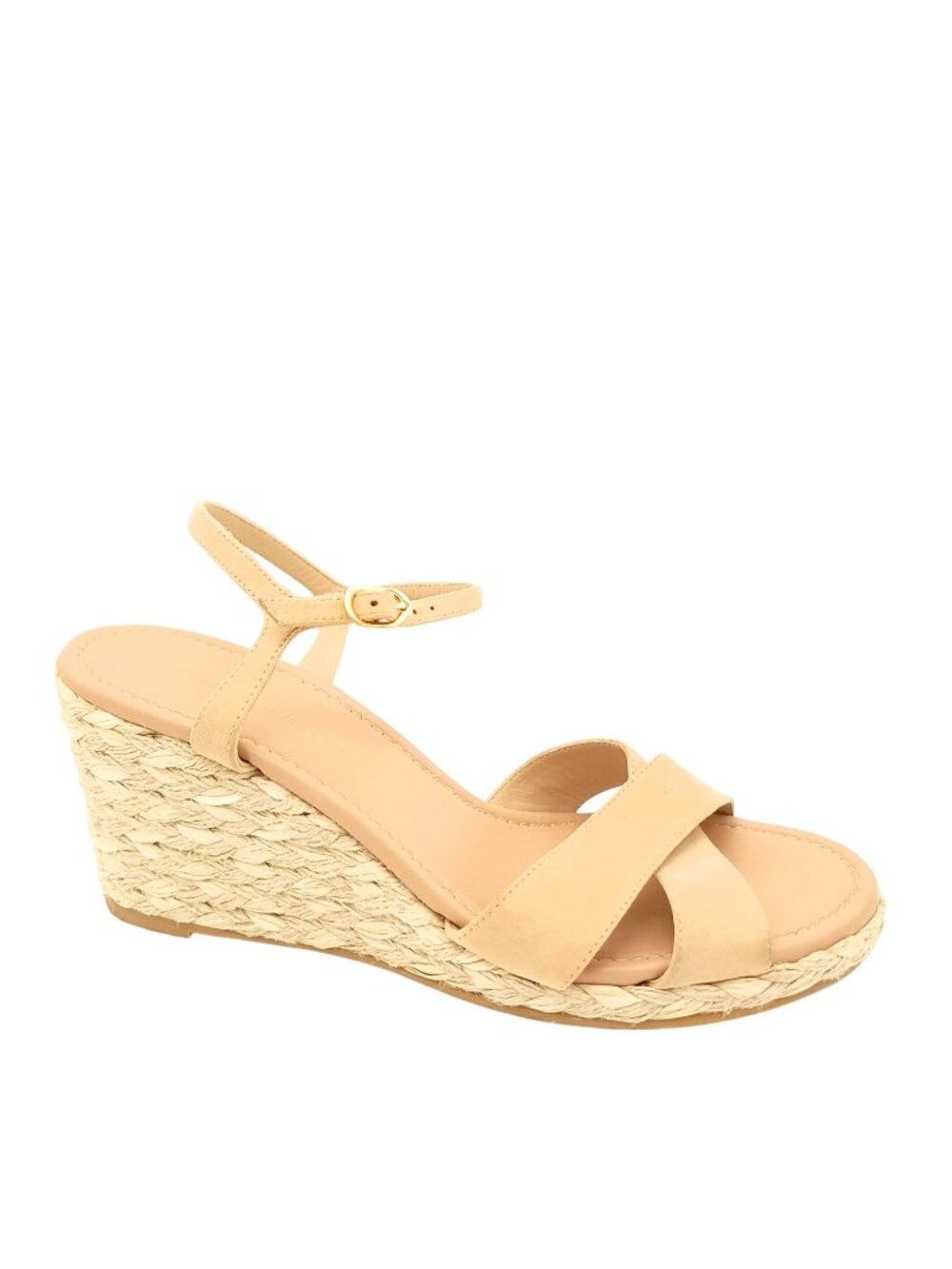 NEW Stuart Weitzman Rosemarie Wedge Sandals Cottagecore Womens 9.5 Beige Basic